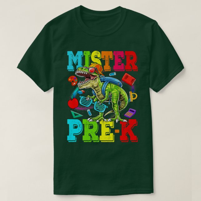 Barnets Mister Pre-K, Monster Lastbil Dinosaur Boy T Shirt (Design framsida)