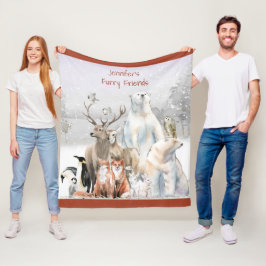 Barnets Namn Blanket, Djur, Vinter Fleecefilt