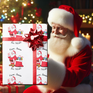 Barnets NAMN från Jultomten Klassisk jul Presentpapper