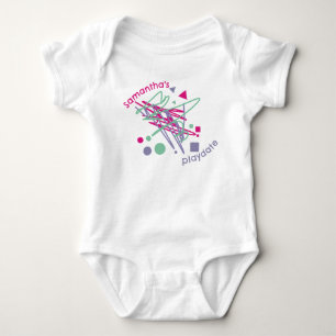 Barnets namn Rosa Lila Turkos Former Lekdatum Färg T Shirt