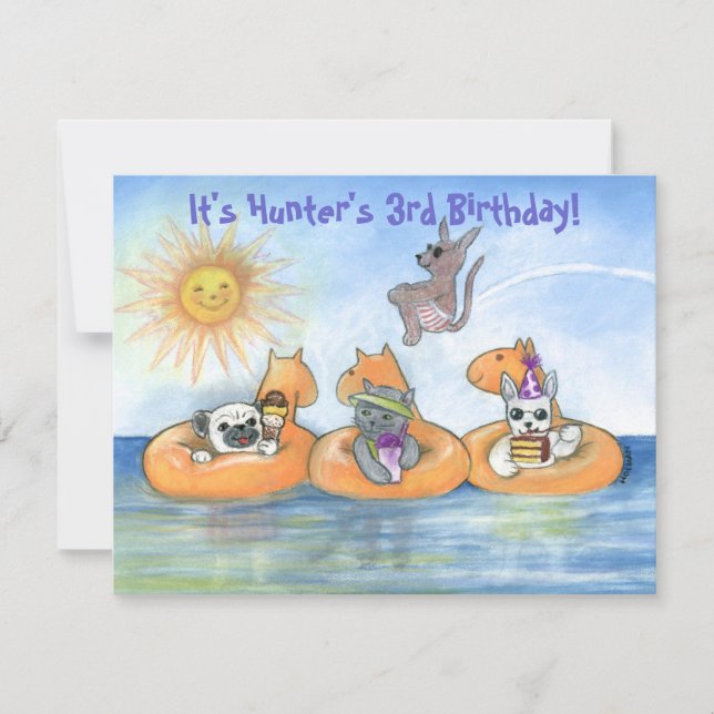 Barnets ’Party Animal’ Födelsedagsfest inbjudan (Framsida)