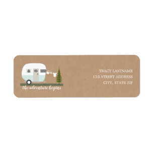 Barnets pojkvän i Äventyr Retro Camper Trailer Returadress Etikett