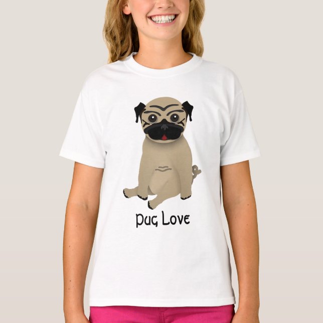 Barnets pug kärlek T-Shirt (Framsida)