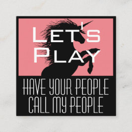 Barnets speldatum - Unicorn Fyrkantigt Visitkort