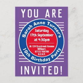 Barnets tionde Födelsedagsfest inbjudan Vykort