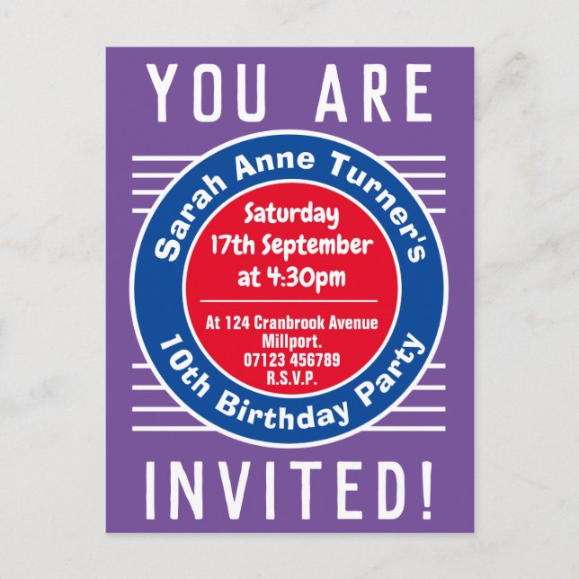 Barnets tionde Födelsedagsfest inbjudan Vykort (Framsida)