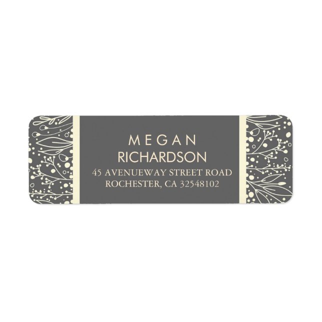 Barnets utandning Guld Ram Blommigt Bröllop Returadress Etikett (Framsidan)