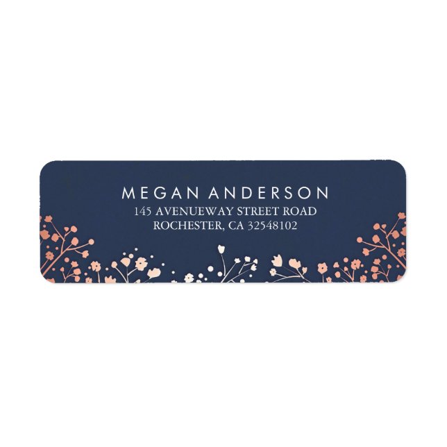 Barnets utandning Ro Guld och Bröllop Returadress Etikett (Framsidan)