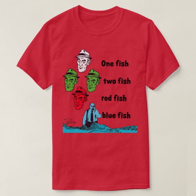 Barney Miller one Fish Two Red Fish Blue T Shirt (Design framsida)