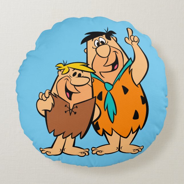 Barney Rubble och Fred Flintstone Rund Kudde (Framsidan)