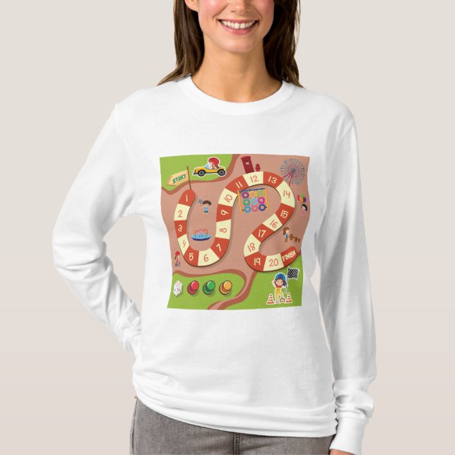 Barnfärgad racerbana brädspel t shirt (Framsida)