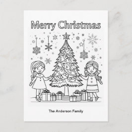 Barnfärgning av Bild Träd God jul Vykort