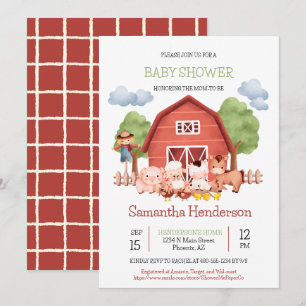 Barnfest på Red Barn Farm - Inbjudan till babyfest