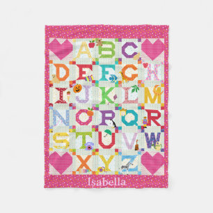 Barnflicka Alfabet Quilt Design Fleecefilt
