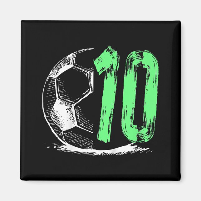 Barnfotboll 10 år gammal födelsedagsfest magnet (Framsidan)