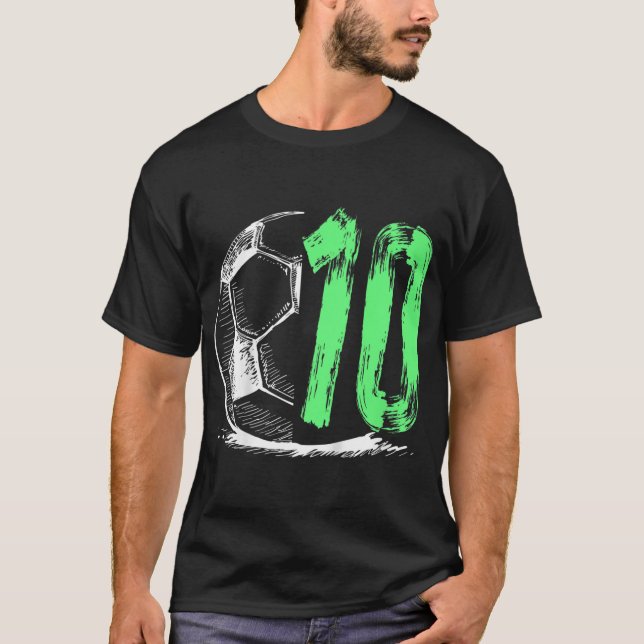 Barnfotboll 10 år gammal födelsedagsfest t shirt (Framsida)