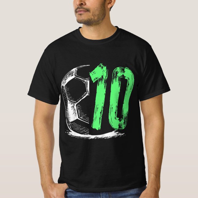Barnfotboll 10 år gammal födelsedagsfest t shirt (Framsida)