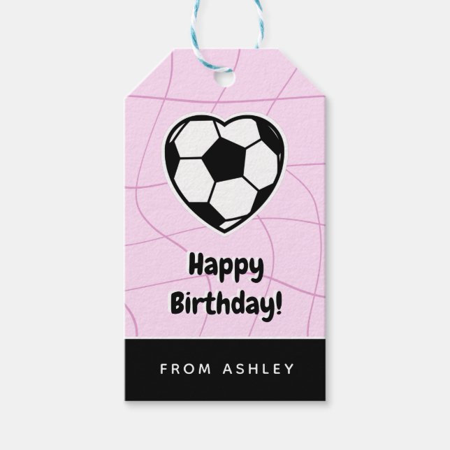 Barnfotboll Hjärtformade Boll Girls Namn Rosa Cute Presentetikett (Framsidan)