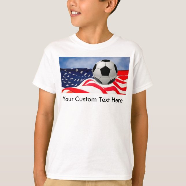 Barnfotboll med USA Flagga T-Shirt (Framsida)