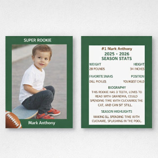 Barnfotboll Rookie Trading Card Inbjudningar