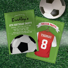Barnfotbollsfödelsedagsfest | Röd vit tröja Inbjudningar