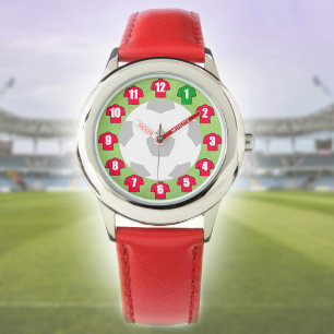 Barnfotbollsur - med röda tröjor armbandsur