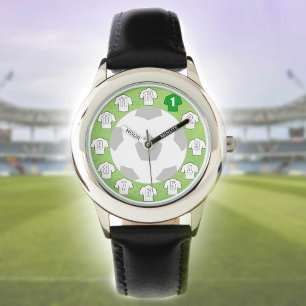 Barnfotbollsur med vita skjortor armbandsur