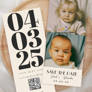 Barnfototypografi Qrcode Spara datum Inbjudningar