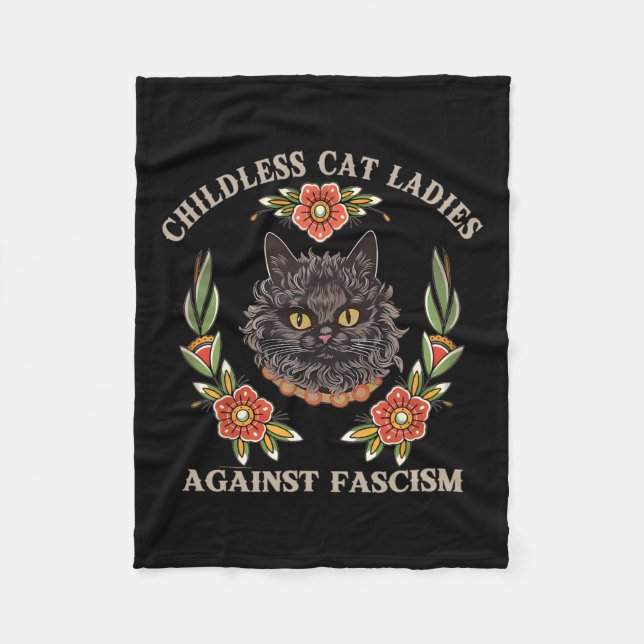 Barnfri katt Dam mot fascism Kvinnor Feminis Fleecefilt (Framsidan)