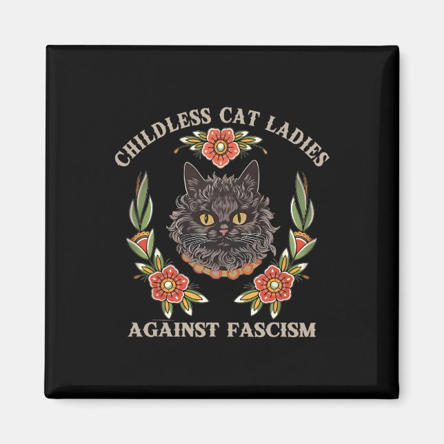 Barnfri katt Dam mot fascism Kvinnor Feminis Magnet (Framsidan)