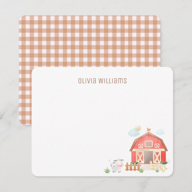  Barngårdsdjur Födelsedagsfirande för barn  Anteckningskort (Fram/baksida)