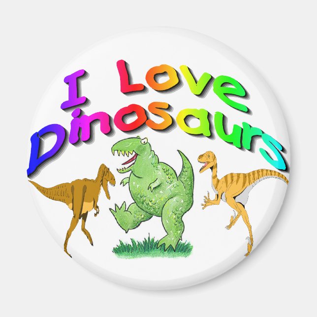 Barngåvor "I Kärlek Dinosaurs" Magnet (Framsidan)