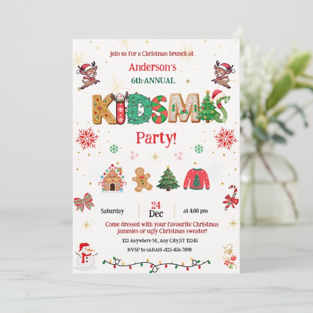 Barnjulsparty Inbjudan - barn jul inbjudan (Stående Fram)