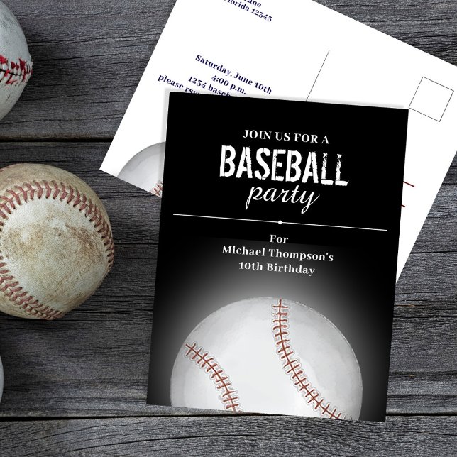 Barnkalas Baseboll Beställning Vykort (Baseball Party Invitation postcard template.)