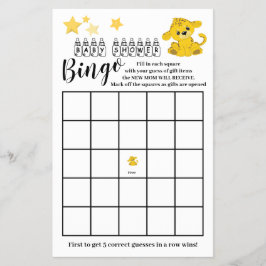Barnkalas Bingo Färgstark Tiger Spelkort  Flygblad
