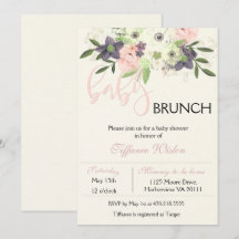 Barnkalas Brunch Inbjudan Blommig Rosa Flicka