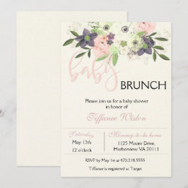 Barnkalas Brunch Inbjudan Blommig Rosa Flicka