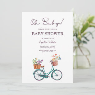 Barnkalas cykel baby shower blommande baby shower inbjudningar
