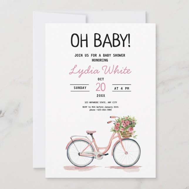 Barnkalas cykel barnkalas blomster barnkalas  inbjudningar (Framsida)