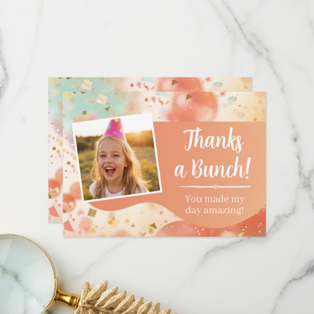 Barnkalas Foto Tack så mycket Pastell Konfetti Kort (Fram/Back In Situ)