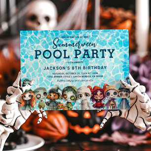 Barnkalas Halloween Poolparty Inbjudningar