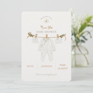 Barnkalas inbjudan neutral brun rustic