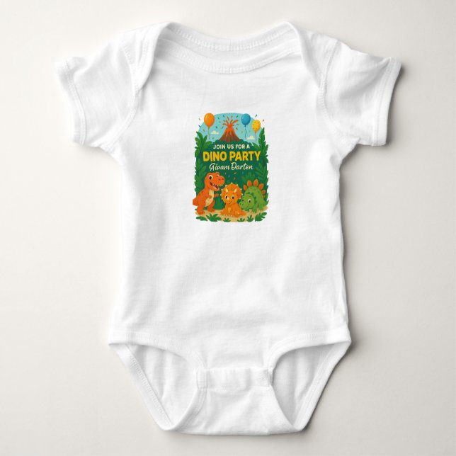 Barnkalas inbjudan – Söt dinosaurie fest Des T Shirt (Framsida)