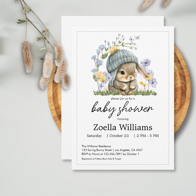 Barnkalas-inbjudan Söt Lilla Kanin (Baby Shower Invitation Sweet Little Bunny 6)