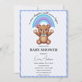 Barnkalas inbjudan Teddybjörn Regnbåge Söt Ny