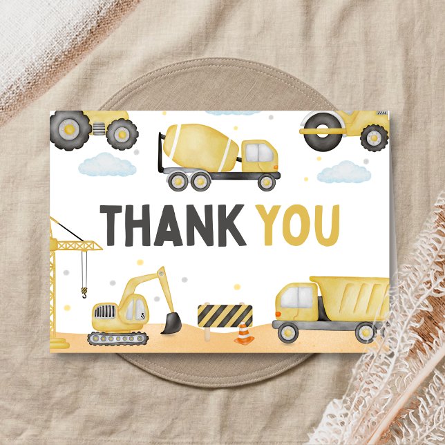 Barnkalas Kort för Tack för Gratulationer - Under  (Caution Baby Under Construction Baby Shower Thank You Card)