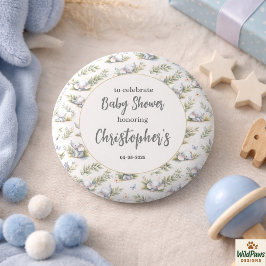 Barnkalas med elefant-akvareller för pojke – Blå S Knapp