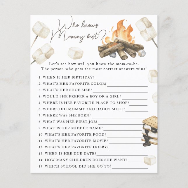 Barnkalas med tema bål - Vem känner mamman bäst (Framsida)