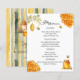 Barnkalas menykort Baby Bee Honey Bear