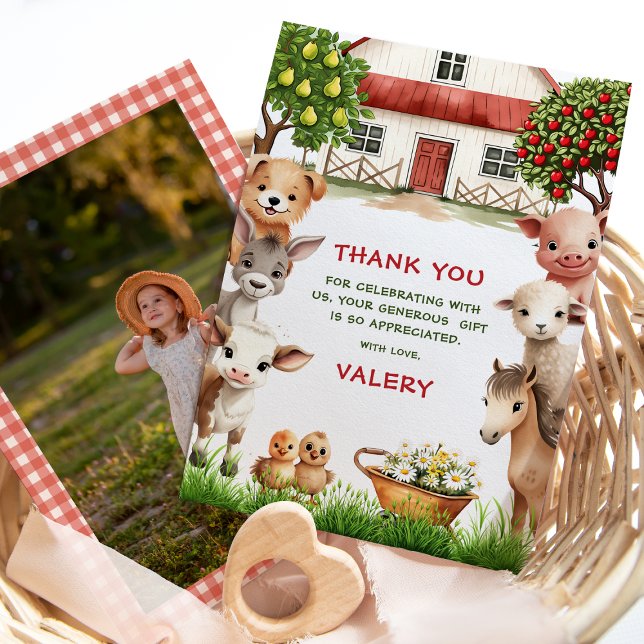 Barnkalas på bondgård för tjej Foto Tack Kort (Skapare uppladdad)